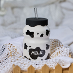 Ποτήρι milk με καπάκι και καλαμάκι